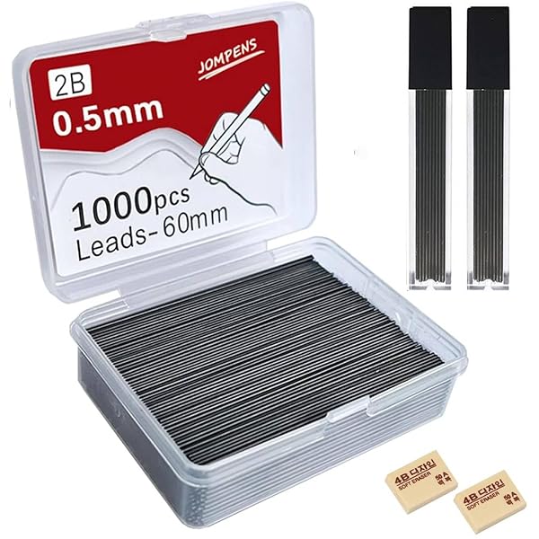 【送料無料】シャーペン 芯 0.5 1000本 2B シャープペン 大容量 交換可能 鉛筆 詰め替え用 学生用ギフトボックス (2B 0.5mm 1000本 +...