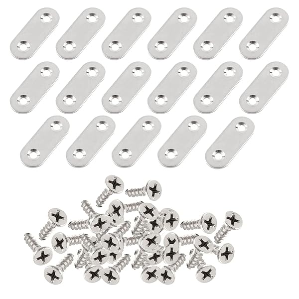【送料無料】ジョイント金具 家具 固定 棚受け金具 【17個入り】 ステンレス鋼 修理プレート DIY 連結金具 家具転倒防止 補強ブラケット I字金具 家庭やオフィスでのテーブル、タンス、椅子などの固定に適しています (46mmx16mm）