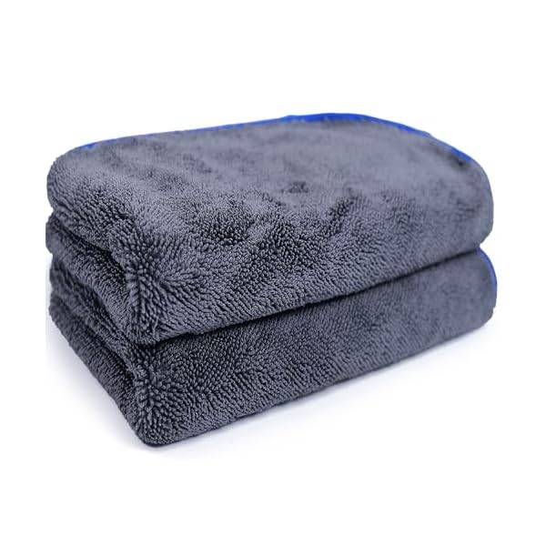 【送料無料】洗車タオル マイクロファイバークロス ダブルフェイスタオル 超吸水タオルクリーニング拭き上げ専用 傷つかない こだわり仕様50cm×60cm, ダークグレー 2枚入