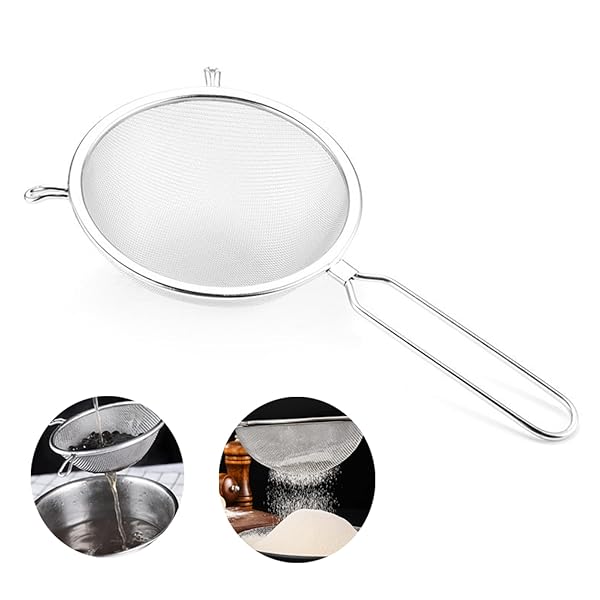 【送料無料】ストレーナー 粉ふるい 304ステンレス製 ざる 細かいメッシュ こし器 製菓 粉ふるい ふるい 水切り 取っ手付き 穀物 小麦粉 麺に適した 15CM
