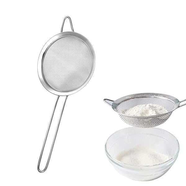 【送料無料】粉ふるい ふるい こし器 ストレーナー ざる 小麦粉 製菓 裏ごし 水切り ステンレス製 細かいメッシュ 小麦粉ふるい キッチン用品 取っ手付き