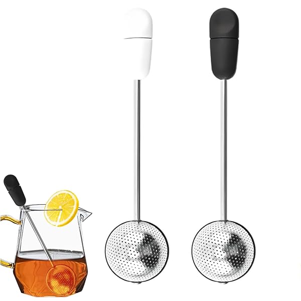 【送料無料】茶こし ボール茶漉し ステンレス ティーストレーナー 取っ手 蓋付き 茶葉濾過超微細メッシュ 耐熱性 小型 軽量便利 お手入れ簡単 家庭用品 紅茶用 茶道多用途 (ブラック+ホワイト)