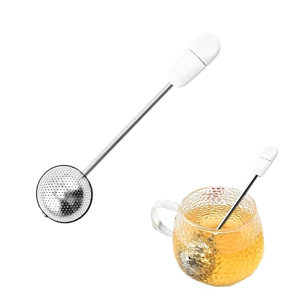 【送料無料】茶こし ボール茶漉し 超微細メッシュ ステンレス ティーストレーナー 取っ手 蓋付き 茶葉濾過 家庭用品 耐熱性 茶溜めボール 便利 超微細メッシュ (ホワイト)