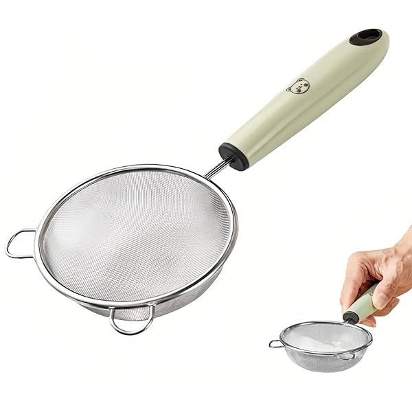 【送料無料】ストレーナー 小麦粉ふるい 製菓 ざる【2025初売りかわいいキッチン用品】ステンレス製 ざる 細かいメッシュ こし器 製菓 粉ふるい 調理器具 ふるい 水切り 取っ手付き 防錆 耐食性 耐久性 穀物 小麦粉 麺に適した