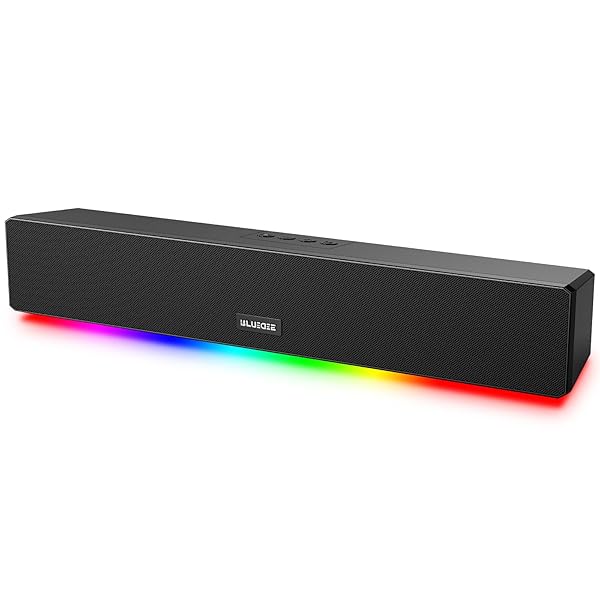 【送料無料】PCスピーカー ゲーミングスピーカー ステレオサウンド Bluetooth & AUX接続 PCサウンドバー 4つのライトモード 内蔵3600mAhバッテリー 最大6時間連続再生 ラップトップ、タブレット、スマートフォンに対応 パソコン用