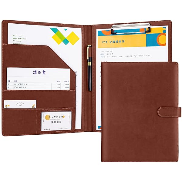 【送料無料】バインダー A4 クリップボード 2つ折り PUレザー クリップファイル 多機能 クリップバインダー 折りたたみ ペンホルダー付き 名刺入れ メモ帳...