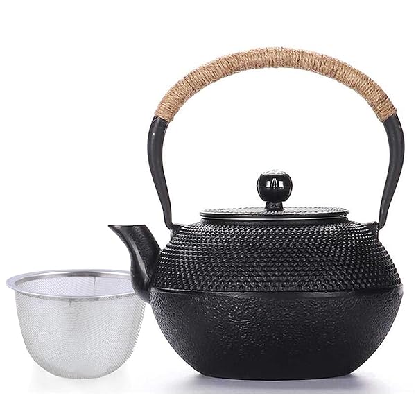 【送料無料】鉄瓶 鉄器 ?? 急須 おしゃれ ih 鉄やかん 鉄分補給 鉄びん 霰・黒 1200ml (鉄瓶 1.2L)