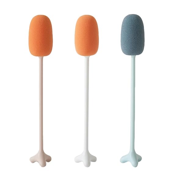 【送料無料】3個 長柄 スポンジブラシ 水筒あらいブラシ ロングタイプ ボトル掃除用 キッチンコップ洗い PP素材 耐久性 ボトル内側 洗浄可能（ランダムカラー）