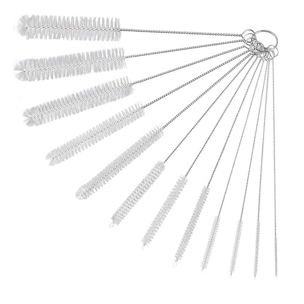 【送料無料】洗浄ブラシ ステンレス線 カップブラシ 10本セット 細口瓶洗浄ブラシ ストローブラシ ホー..