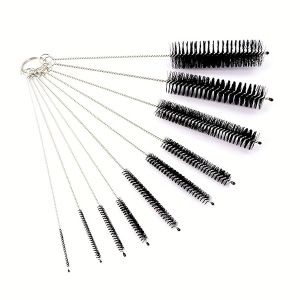 【送料無料】洗浄ブラシ ステンレス線 カップブラシ 10本セット 細口瓶洗浄ブラシ ストローブラシ ホー..