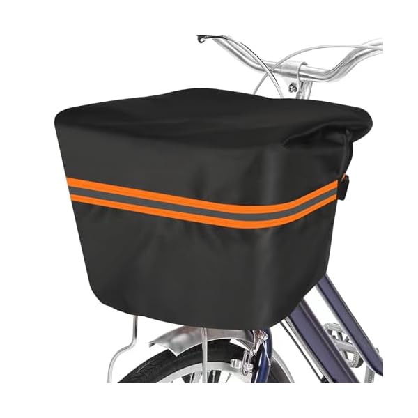 【送料無料】自転車かごカバー 防水 前/后かごカバー バスケットカバー 厚手 丈夫 大きめ 500D サイズ調節可能 大容量 反射テープ 両開き式 雨 通勤 自転車・電動アシスト車対応 取り付け簡単 収納バック付 (ブラック)