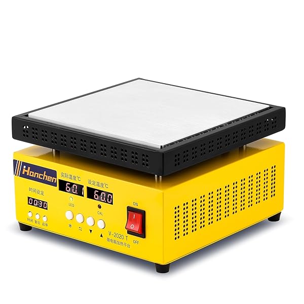 【送料無料】恒温ホットプレート 20*20cm 110V電源コード デュアル温度表示 室温?400℃ タイマー付 高精度1％ 説明書付 恒温ステーション 均一で速い加熱 航空用アルミ 断熱フレーム 予熱器プラットフォーム 携帯修理/溶接/基板予熱/p