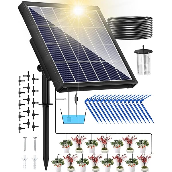 【送料無料】自動散水タイマー 自動水やり 植物 自動 給水器 15鉢対応可能 給水システムタイマー装置 留守 自動水やり ビオトープ ドリップ散水システム盆栽 水やり当番 庭園 花植 木鉢 ガーデニング 15mホース付き ソーラー エアーポンプ 式