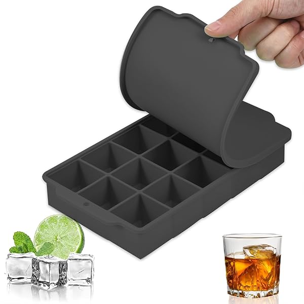 【送料無料】シリコン 製氷皿 製氷器 四角氷 3.5cm シリコン製氷機製氷ケースアイスキューブ 氷トレー ソフト取り出しやすい 蓋付き冷凍保存 耐久性 多用途 DIY 小型製氷機 家庭用 15穴 ブラック