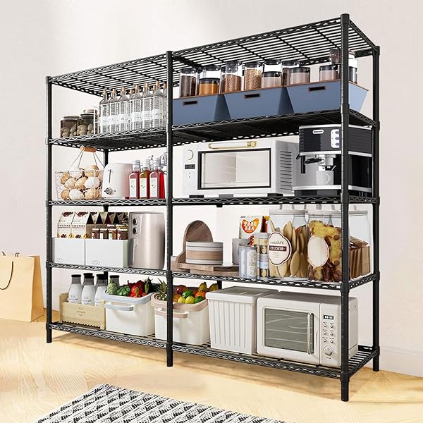 【送料無料】5段スチールラック 棚 収納ラック 幅147×奥行35×高さ150cm ブラック 耐荷重500kg 業 forest369-10082117 フォレストオンライン サンプル画像2