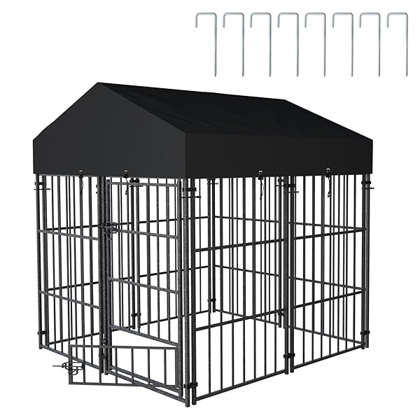 【送料無料】鶏小屋 屋外 雨よけ 扉付き 犬小屋 大型犬ケージ 大きい テント 屋根付き 日よけ 室内 ドッグハウス サークル 中型犬 小型犬 頑丈 ペットハウス 物置小屋 Lサイズブランド色ブラックモデルJJXZ171XS240717商品説明【商品概要】【屋根付き・雨&日よけ】UVカットで防水加工済みのオックスフォード地製の屋根が付いている小屋ので、日差しや雨から鶏・犬をしっかり保護できます。シェードは210D高密度生地なので、劣化しにくくて長期間使えます【ダブルドア付き】大きい扉が付き、自由に出入りできるため、掃除などもしやすくなります。下には小さめの扉があり、餌をやるときに便利で、脱走する心配がありません【頑丈で、安定性抜群】フレームには高品質なスチールが採用され、重量感があり、防錆塗装処理も施されているため、耐候性や耐久性にも優れています。また、屋外に設置する場合には、同梱品のペグで地面にしっかり固定できるため、安定性が一層アップします【大きいサイズ・大型犬にも対応可能】ベッドやトイレも余裕をもって配置できる幅広サイズ（127x120cm）で、小型犬～大型犬まで幅広い犬種に対応可能です。リードや首輪なしでのびのびと過ごせるため、犬の居住空間や、ちょっとしたプレイスペースを設けたいときにぴったりです【多目的に使えます】頑丈な仕組みで汎用性の高いペット小屋で、ワンちゃんの遊び場や居住スペースとなり、「犬小屋」としてよく使われている以外、止まり木や産卵箱など配置し、鶏用ケージとしても活用できます【商品説明】 屋外用鶏小屋/犬小屋-L 主な材質：アイアン、210D高密度オックスフォード生地（防水） 表面処理：金属の塗料で塗装処理済み サイズ：127cmx120cmx高さ134cm 正味重量：約21.8kg 使用対象：にわとり、アヒル、ガチョウ、大型犬、中型犬、小型犬（多頭飼い）、大型猫など （注意：脱出可能があるため、ウサギや子猫、子犬、ひよこ、アヒルの子、モルモットなどには適していません。） 特徴： 屋根付きなので、日差しや雨も防げます。また、uvカット素材なので、夏場での熱中症対策になります。 スチール素材なので丈夫で長持ちします。 扉はロック機能がついているので、脱走することも防止できます。 蝶ボルトを採用しているため、工具不要で簡単に組立てられます。 ご購入前の注意事項： 1、超大型の製品なので、設置したい場所の面積を予めご確認ください。 2、本製品の組み立ては、60分ぐらいかかります。2人で行うのはおすすめします。予めご了承ください。組立にちょっと無理に感じる方は、専門業者にご依頼ください。 3、上記の使用対象以外の目的には、使わないでください。 4、用途、場所、天候によっては、補強が必要になる場合があります。（例えば、強風、軟弱地盤など） 5、重いものなので、お取り扱い上にお気を付けてください。 パッケージ内容： 1、屋外用鶏小屋/犬小屋本体x1 2、シェードx1 3、金属くい（ペグ）x1セット 4、取扱説明書x1 梱包サイズ：100x62x16.5cm 総重量：23.7kg ===より多くの新着商品やセール情報について、商品ページの「のストアを表示」をクリックしてください。===【商品詳細】商品種別：ペット用品商品名：【送料無料】鶏小屋 屋外 雨よけ 扉付き 犬小屋 大型犬ケージ 大きい テント 屋根付き 日よけ 室内 ドッグハウス サークル 中型犬 小型犬 頑丈 ペットハウス 物置小屋 Lサイズ製造元：商品番号：JJXZ171XSV12407171商品内容：高さ134cm色：ブラック【当店からの連絡】お客様にご満足いただけるよう、最後まで誠意を持って気持ちの良いお取引を心がけております。