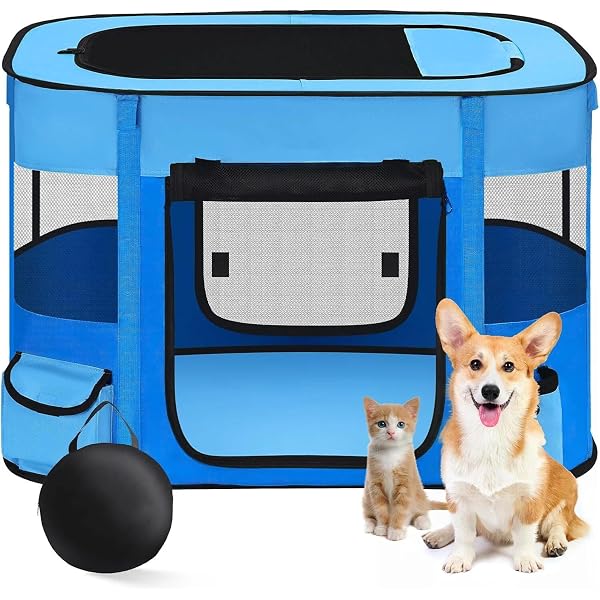 【送料無料】長方形 ペットサークル 折りたたみ 猫 犬 ケージ 組立簡単 キャリーバッグ付き ペットハウス サークル 軽量 コンパクト 防災ペットケージ 屋内 屋外 猫の分娩室 メッシュサークル(M(80*60*55cm), あおい)ブランド色あおいモデル001商品説明【商品概要】【商品仕様】S:70*55*45cm(組み立て)、重さ:1000g;M:80*60*55cm(組み立て)、重さ:1500g 材質：600Dオックスフォード/スチール【新折りたたみペットサークル】長方形のデザインがお部屋の構造によりフィット。このペット用ケージは四方に通気性ネットがついているので、ペットが中にいても呼吸困難を感じることがなく、飼い主もこの通気性ネットを通してペットの一挙手一投足を観察してインタラクティブにすることができ、また、ペットが出入りしやすいようにカーテン式の扉を採用している。ペットを飼う生活をもっと楽しくする。【小物を収納用ポケット付き】ポケット付きでペットシーツや小物を入れられ、外出時に便利です。【簡単に設営】ペットサークルを収納袋から出して広げ、次にポールを順に差し込むだけ。手間がかからず、折りたためるので掃除も簡単で場所も取りません。組み立てができる折り畳み式タイプなサークルです。とても簡単で使いやすいペットアウトドアハウス。【他の説明】この製品はワンタッチではないので、組み立てが必要。組み立て時に手袋を着用することをお勧めします。お客様が組立で困難に遭遇した場合は、通信し、問題を解決するために顧客サービスに連絡することができ、それは1営業日以内に返信されます。商品について、何か不明点がございましたら、気軽に弊社と連絡してください。【商品説明】商品仕様 ・適用対象:中小型犬、猫、うさぎなど ・室内、室外、野外活動全部適用。 ・ペットハウスは使わない時もファスナーを開けてコンパクトに折りたたんで専用キャリーバッグに入れて収納できるので、携帯けっこう便利です。 ・ペットハウスの四周にメッシュ窓が付いてありますので、通気性抜群，ペットケージにいるペットさんが苦しくことがありません。快適なアウトドア時間過ごせます。 ・女性と年配の方にも簡単に持ち運び、組み立てができる折り畳み式タイプなサークルです。とても簡単で使いやすいペットアウトドアハウス。 ・部屋の広いところに置いてはペットハウスとして使う、室外にペット関連のアウトドアの場合にもペットサークルとして活躍。ペットドライブにも後部席に置いて車載ペットキャリーバッグとして使えます。持ち手が付いてるので、歩いて持ち運べるタイプのペットハウス。 ・安全なファスナーデザインを使っていますので、ペットはサークルから飛び出すの心配はいりません。 ・飛び出し防止のメッシュ屋根付き、ファスナーで取り外しができるので、使用しない時ははずしておけます。 ・1個三役：ペットサークル、ペットケージ、ペットベッド。 耐久性のために、おすすめ。 ・ちゃんとペットさんの爪を切ります。 ・サークルにペットさん好きな噛むおもちゃをいくつか置きます。 ・寒いときは、そこでふわふわペットマットを置きます。 ・暑いときは、そこでクールマットを置きます。 ・商品について、何か不明点があるならば、いつでもこちらに連絡してください。【商品詳細】商品種別：犬用サークル・プレイサークル商品名：【送料無料】長方形 ペットサークル 折りたたみ 猫 犬 ケージ 組立簡単 キャリーバッグ付き ペットハウス サークル 軽量 コンパクト 防災ペットケージ 屋内 屋外 猫の分娩室 メッシュサークル(M(80*60*55cm), あおい)製造元：商品番号：001商品内容：M(80*60*55cm)色：あおい商品タイプ：M【当店からの連絡】お客様にご満足いただけるよう、最後まで誠意を持って気持ちの良いお取引を心がけております。