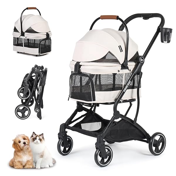 【送料無料】T3 ペットカート 分離型 小型犬 折りたたみ 4輪 前輪360°回転 犬用バギー 犬用 ...