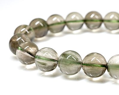 グリーンルチル ブレスレット 10mm玉 No.12 [ 画像現物・一点物 ] パワーストーン 天然石 FORESTBLUE フォレストブルー【2574】