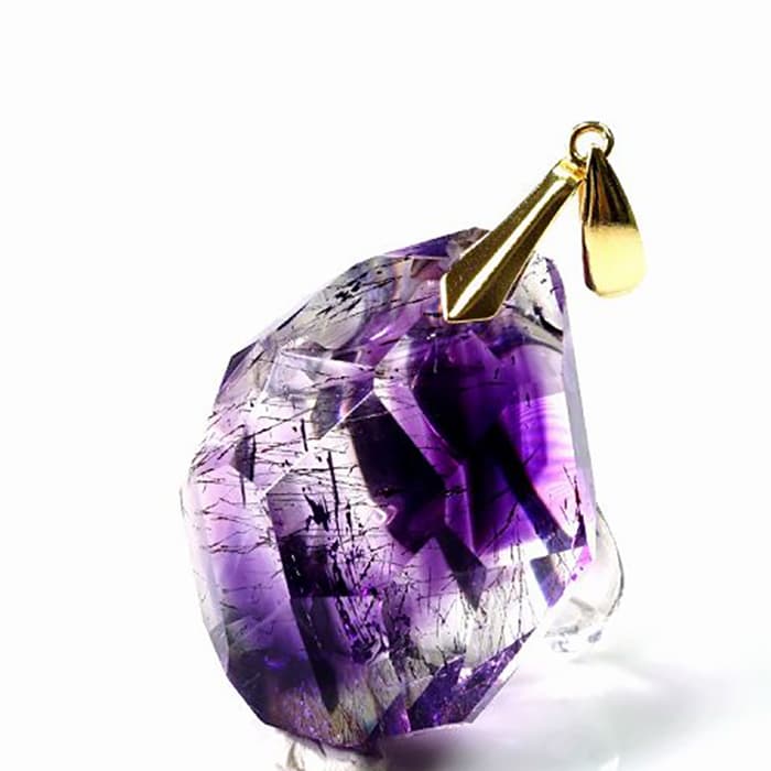 アメジストエレスチャル ペンダントトップ （18金イエローゴールド） No.14 [ 画像現物・一点物 ] パワ..