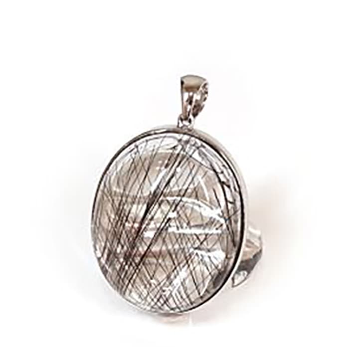 ブラックルチル ペンダントトップ （18金ホワイトゴールド） No.8 （鑑別書付） [ 画像現物・一点物 ] ..