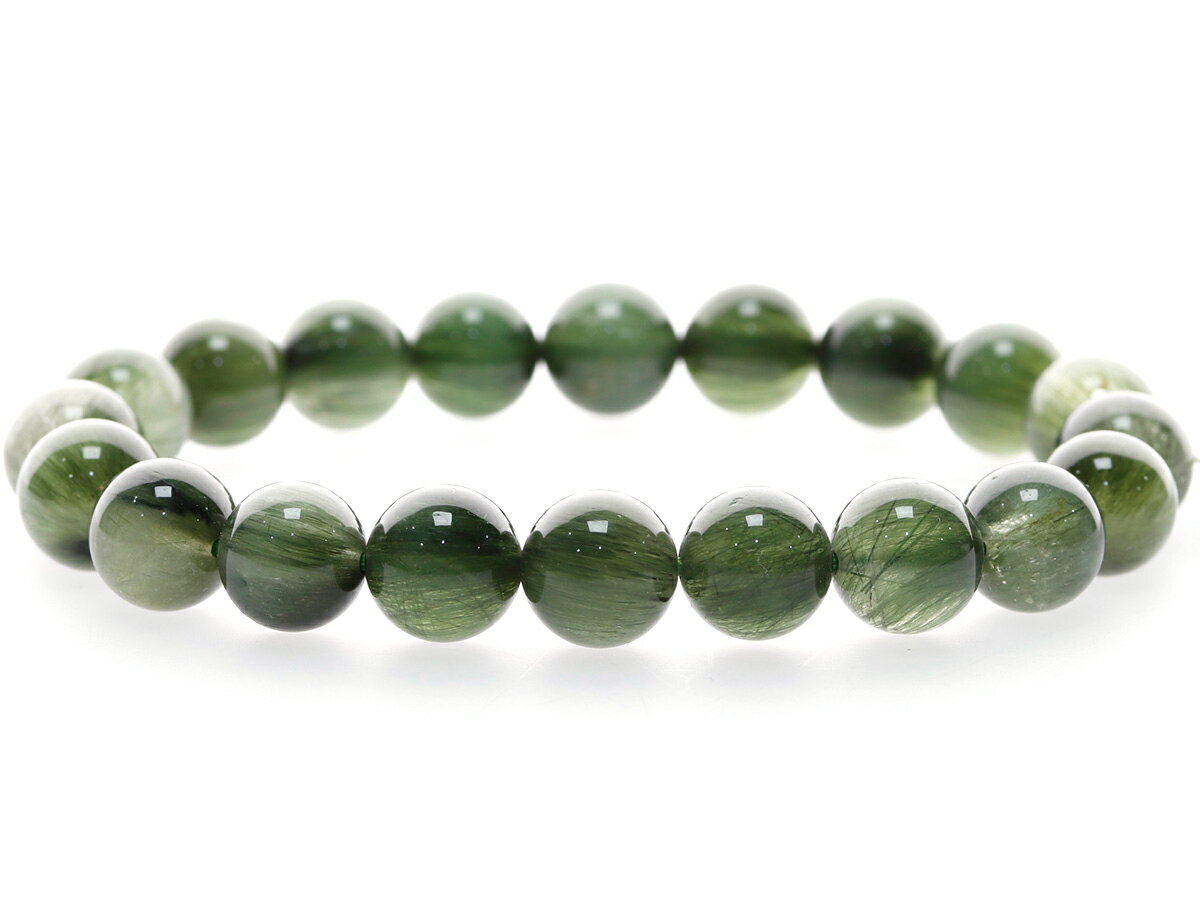 【10%OFF】グリーンルチル ブレスレット 9.6mm玉 （リーワン市場秘蔵） 取寄せ品 パワーストーン 天然石 FORESTBLUE フォレストブルー【s-6405】
