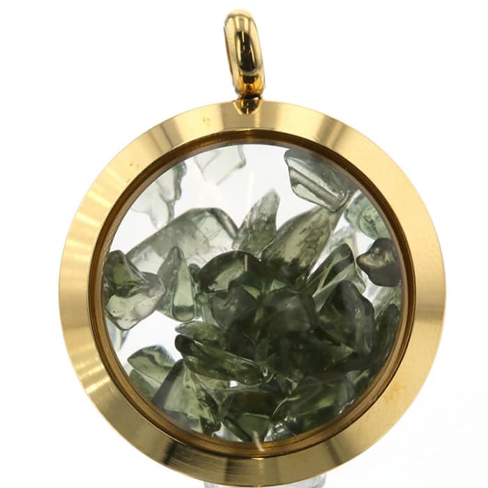 モルダバイト ペンダントトップ （金メッキ） パワーストーン 天然石 FORESTBLUE フォレストブルー【23..