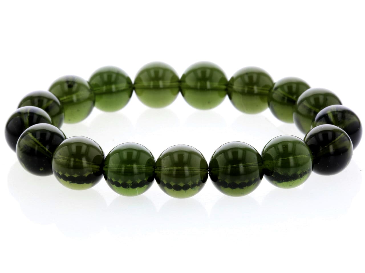 モルダバイト ブレスレット 11mm玉 No.7 （鑑別書付き） 【リユース】 [ 画像現物・一点物 ] パワーストーン 天然石 FORESTBLUE フォレストブルー【6957】