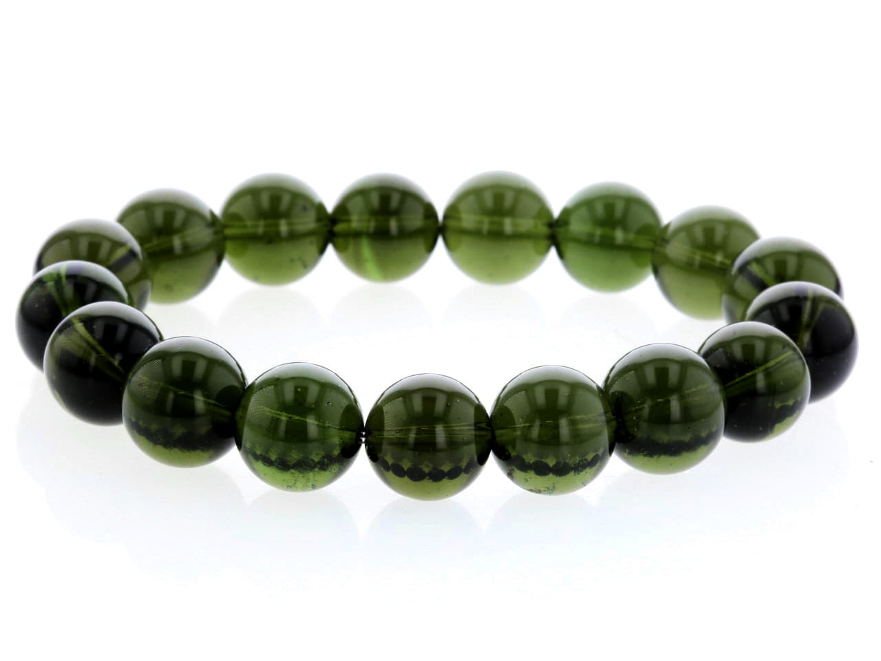 モルダバイト ブレスレット 11mm玉 No.7 （鑑別書付き） 【リユース】 [ 画像現物・一点物 ] パワーストーン 天然石 FORESTBLUE フォレストブルー【6957】