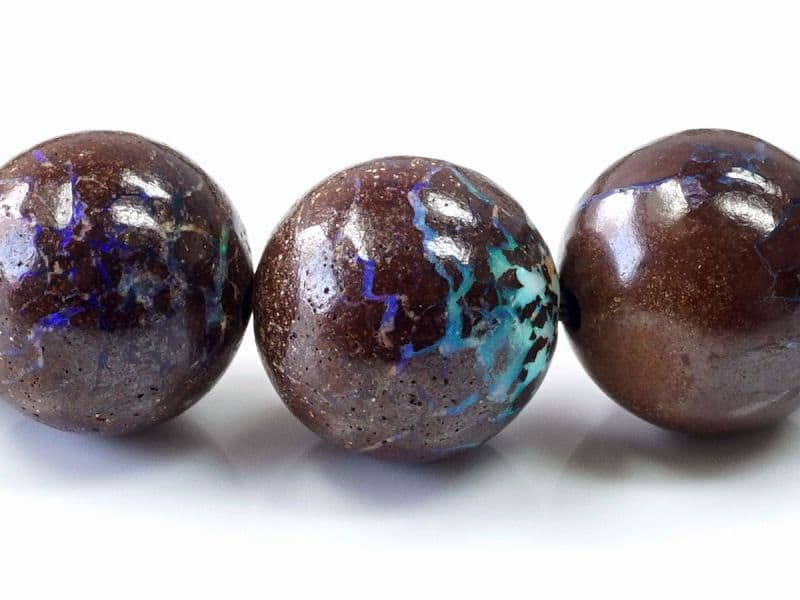 ボルダーオパール ブレスレット 12mm玉 No.7 [ 画像現物・一点物 ] パワーストーン 天然石 FORESTBLUE フォレストブルー【7257】