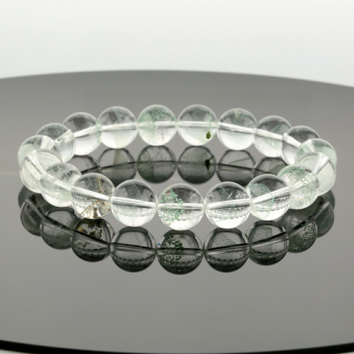 最高級【プレミアム】 グリーンファントムクォーツ [ピラミッド]ブレスレット（マダガスカル産） 10.5mm玉 No.10 [ 画像現物・一点物 ] パワーストーン 天然石 FORESTBLUE フォレストブルー【2812】