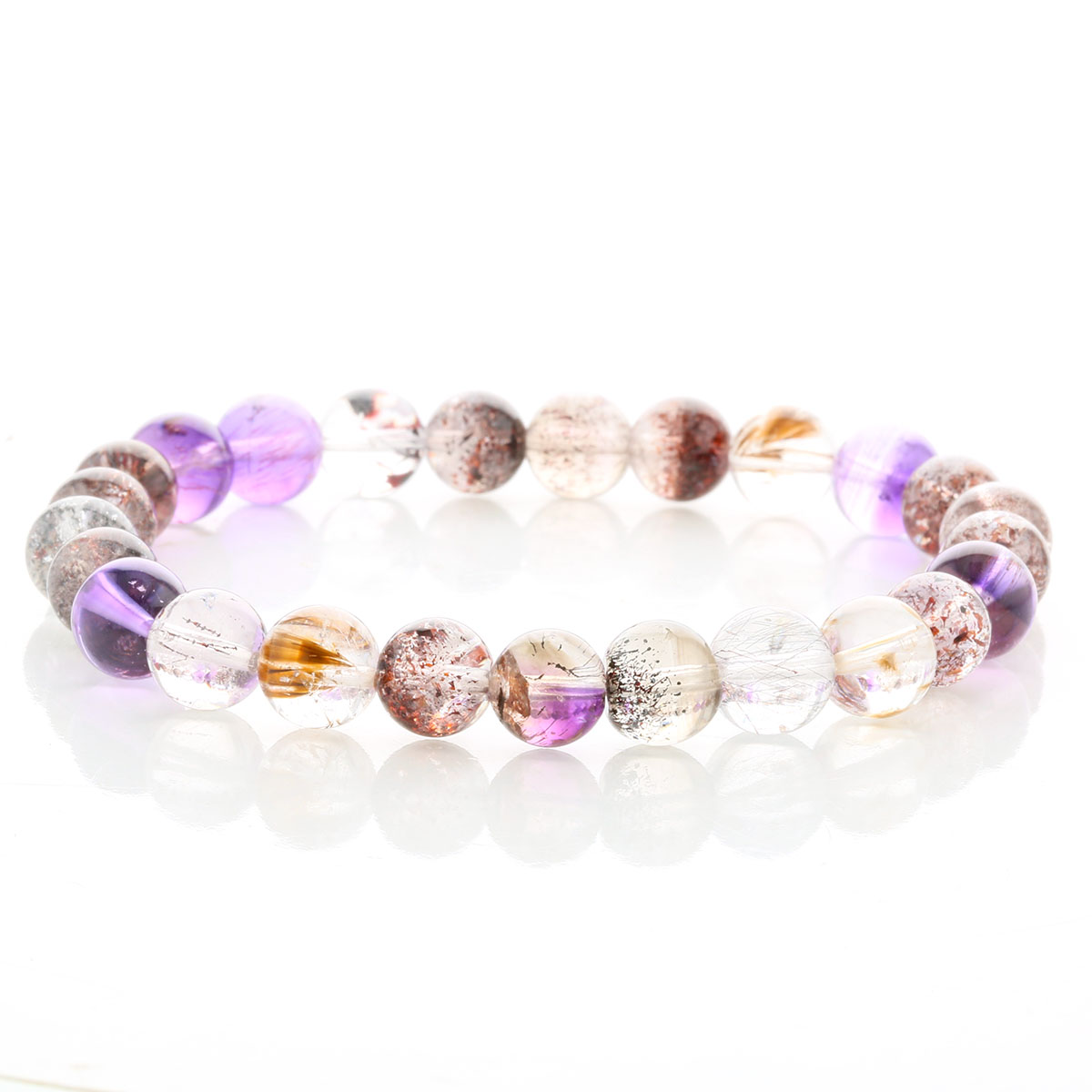 最高級（5A） スーパーセブン ブレスレット 8mm玉 No.12 [ 画像現物・一点物 ] パワーストーン 天然石 FORESTBLUE フォレストブルー【3074】