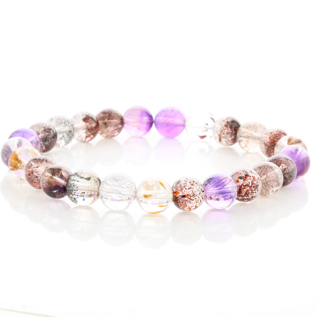 最高級（5A） スーパーセブン ブレスレット 8mm玉 No.12 [ 画像現物・一点物 ] パワーストーン 天然石 FORESTBLUE フォレストブルー【3074】