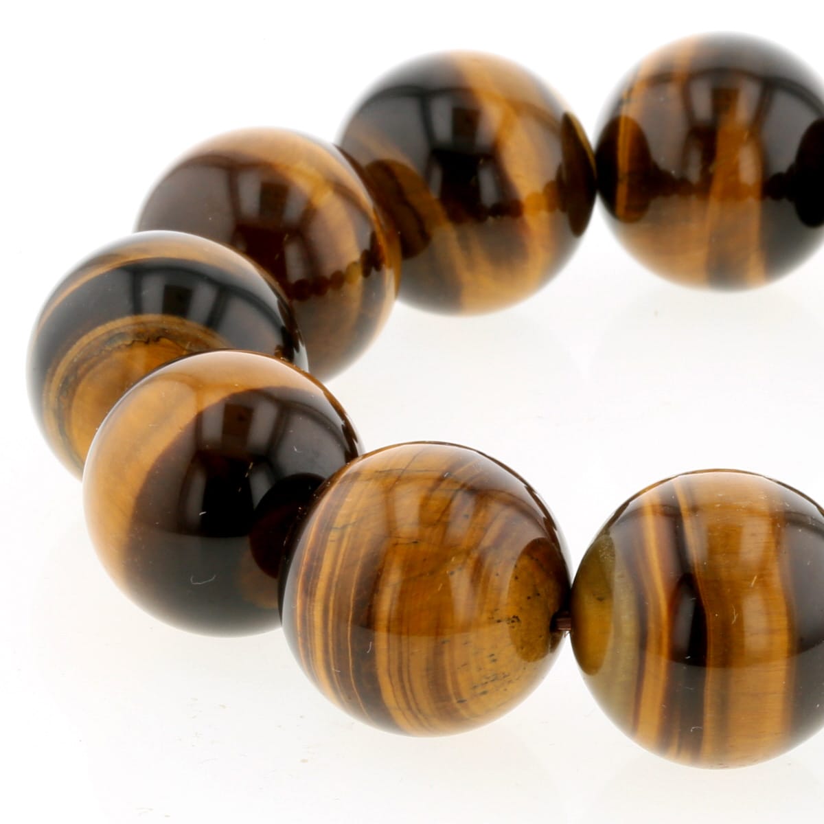 力強い輝きと圧倒的な存在感を放つ、20mm大玉のタイガーアイブレスレット。 一珠一珠に深い艶と明確なキャッツアイ効果が現れた、タイガーアイの中でも最高品質クラスの一品。 こちらは画像掲載の現物そのものをお届けする一点もの。 大玉ならではの重...