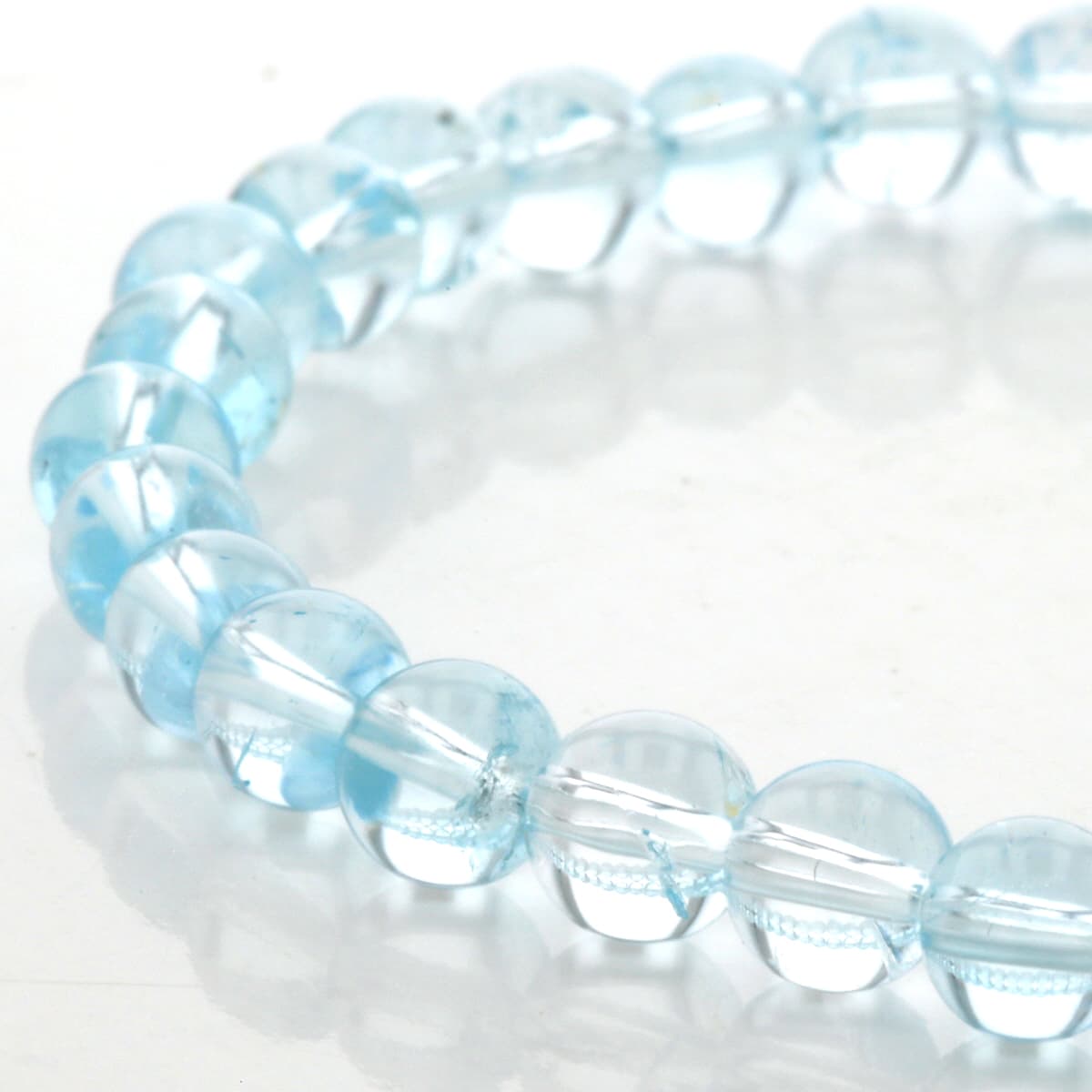 最高級（5A） ブルートパーズ ブレスレット 6mm玉 No.5 [ 画像現物・一点物 ] パワーストーン 天然石 FORESTBLUE フォレストブルー【2958】