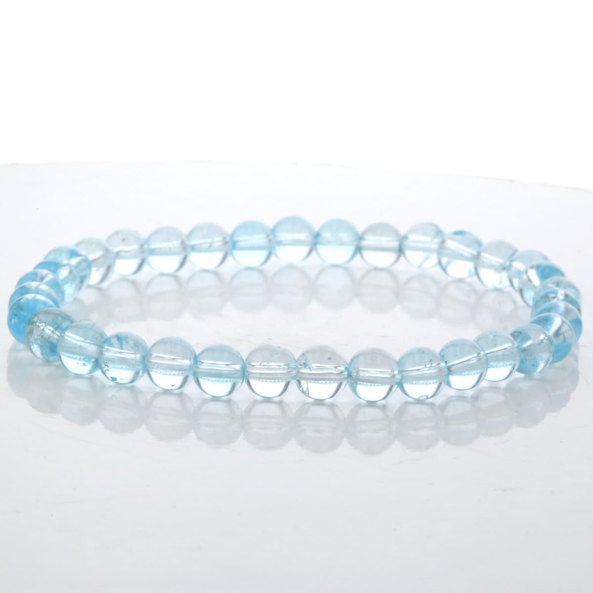 最高級（5A） ブルートパーズ ブレスレット 6mm玉 No.5 [ 画像現物・一点物 ] パワーストーン 天然石 FORESTBLUE フォレストブルー【2958】