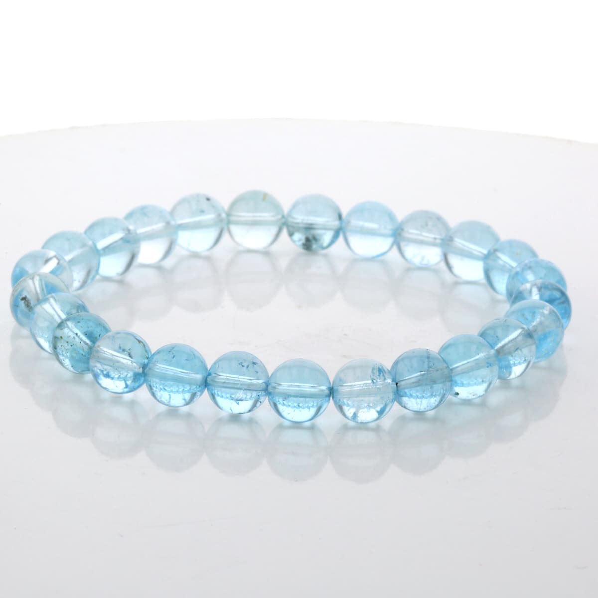 最高級（5A） ブルートパーズ ブレスレット 8mm玉 No.8 [ 画像現物・一点物 ] パワーストーン 天然石 FORESTBLUE フォレストブルー【3433】