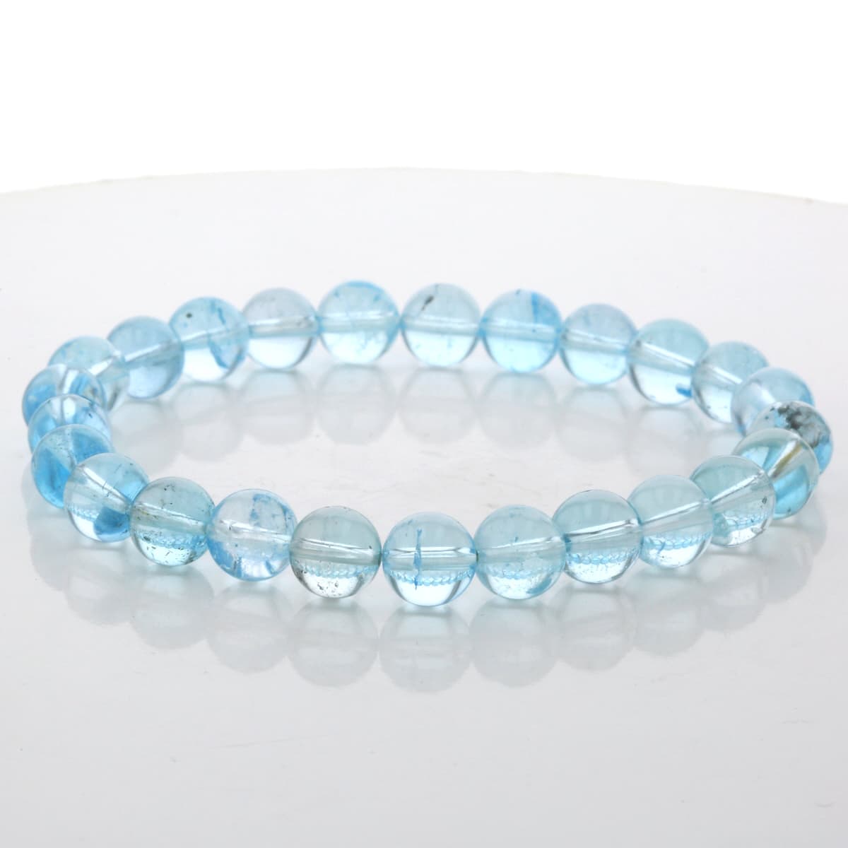 最高級（5A） ブルートパーズ ブレスレット 8mm玉 No.8 [ 画像現物・一点物 ] パワーストーン 天然石 FORESTBLUE フォレストブルー【3433】
