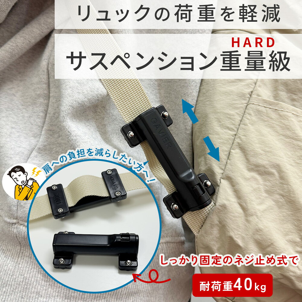 【送料無料】Makuake1425%達成 ショルダーサスペンション リュックサスペンション HARD 固定ネジ式 耐荷重40kg 肩の負担軽減 ショック吸収 リュックベルト 肩こり 通勤 通学 荷物が重い BEETLE