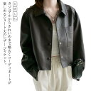 秋冬 レディース カジュアル ゆったり ショート丈 ブルゾン ジャケット ドロップショルダー アウター エコレザー 羽織り レザージャケット 大きいサイズ 秋 きれいめ 春 レザージャケット 冬