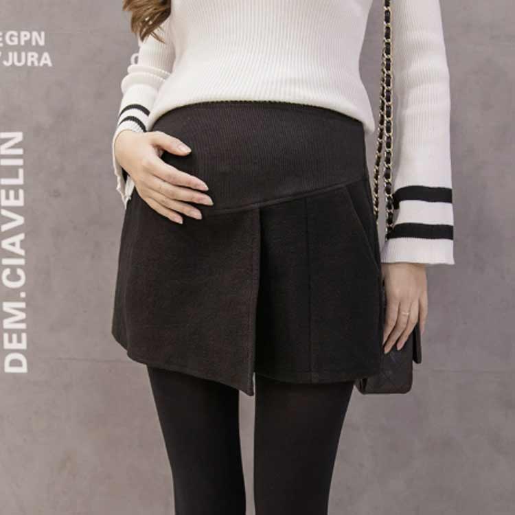 ウールタッチ ショートパンツ マタニティ パンツ ハーフパンツ スカートパンツ アジャスター付き スカーチョ ポケット ワイドパンツ ゆったり かわいい おしゃれ 着やせ M L XL 2XL 3