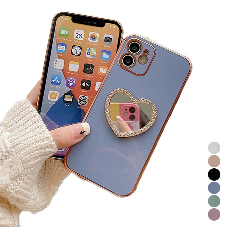 乐天商城 - iphone15 14 ケース かわいい 韓国 ハート 鏡 ミラー付き ラインストーン きらきら キラキラ iphone15pro ケース アイフォン15ケース iphone14 ケース iphone13 12 mini iphoneケース iphone11 pro max ケース TPU クリア ミラー 鏡 インスタ映え