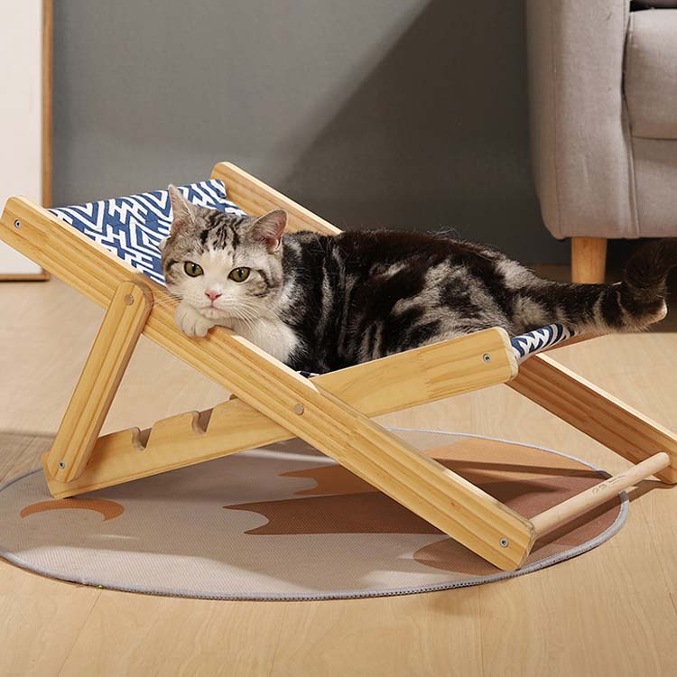【送料無料】【組立簡単】ペットデッキチェア 2点 ペットベッド 猫用チェア 4段階...