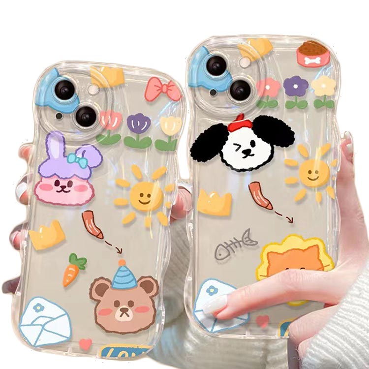 乐天商城 - iPhone15 ケース iPhone15Pro ケース iPhone14 ケース iPhone15 ケース iPhone14 pro promax iPhone13 韓国 おしゃれ 可愛い かわいい ケース くま クマちゃん 耐衝撃 ウエーブ クリアケース 透明 送料無料