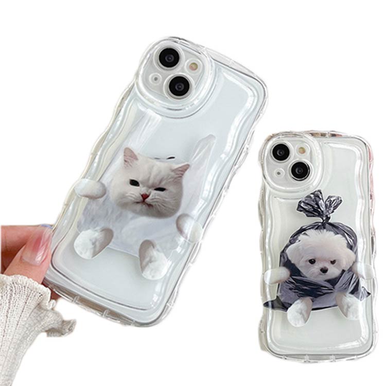乐天商城 - iPhone15 ケース iPhone15Pro ケース iPhone14 ケース iPhone15 ケース ネコ 猫ちゃん ネコちゃん ねこちゃん ワンちゃん iPhone14 pro promax iPhone13 韓国 おしゃれ 可愛い かわいい ケース アニマル 犬 耐衝撃 ウエーブ クリアケース なみなみ うねうね 透明 送料無料