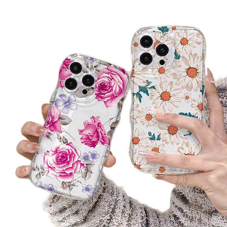 乐天商城 - iPhone15 ケース iPhone15Pro ケース iPhone14 ケース iPhone15 ケース iPhone14 pro promax iPhone13 韓国 おしゃれ 可愛い かわいい ケース 菊 デイジー ローズ 花 フラワー 耐衝撃 ウエーブ クリアケース なみなみ うねうね 透明 送料無料