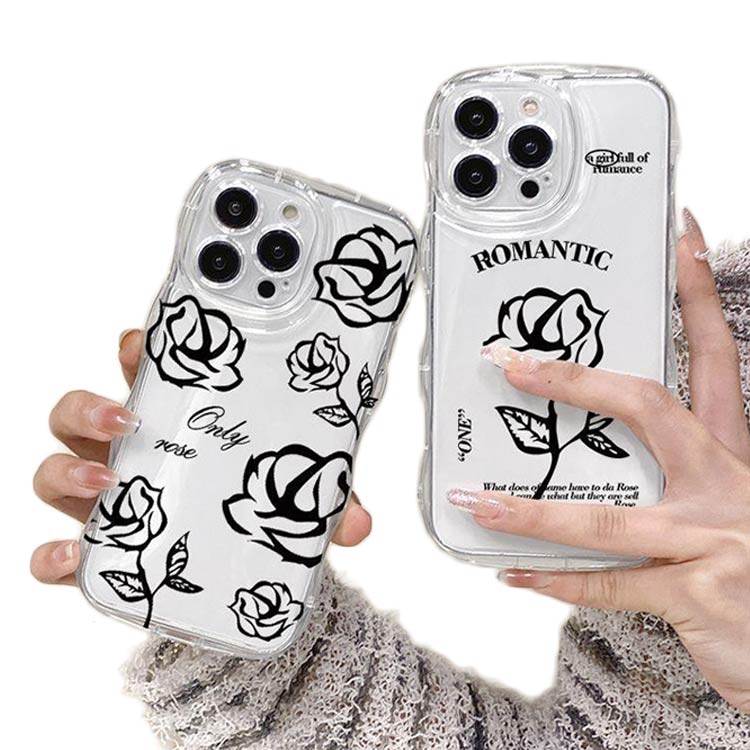 乐天商城 - iPhone15 ケース iPhone15Pro ケース iPhone14 ケース iPhone15 ケース iPhone14 pro promax iPhone13 韓国 おしゃれ 可愛い かわいい ケース ローズ 花 フラワー 耐衝撃 ウエーブ クリアケース なみなみ うねうね 透明 送料無料