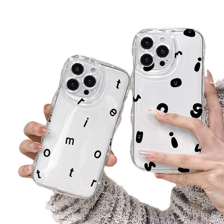 乐天商城 - iPhone15 ケース iPhone15Pro ケース iPhone14 ケース iPhone15 ケース iPhone14 pro promax iPhone13 韓国 おしゃれ 可愛い かわいい ケース アルファベット プリント 耐衝撃 ウエーブ クリアケース なみなみ うねうね 透明 送料無料