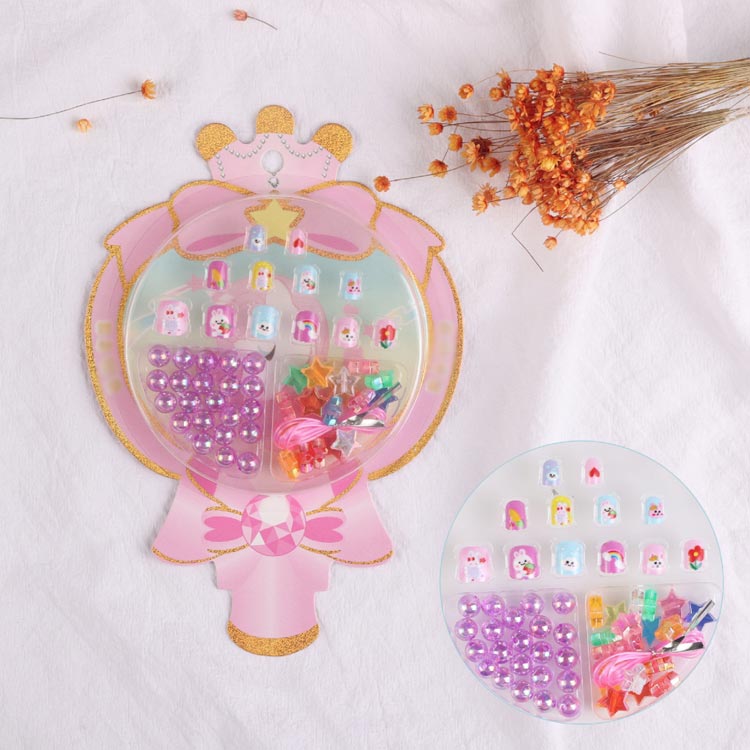 面白いDIYセット!ネイルチップ キッズ 子供用 ブレスレット つけ爪 貼るだけ 女の...