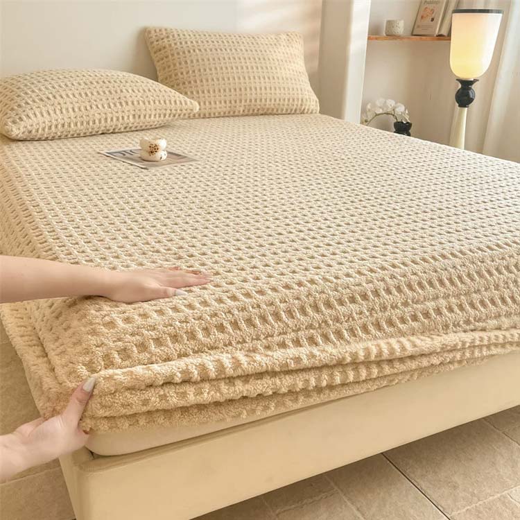 もこもこ ベッドカバー マットレスカバー 寝具 ワッフルタッチ フランネル あったか ふわふわ ボックスシーツ シングル 敷布団カバー 防寒 冬用 秋 冬 洗える おしゃれ 北欧 防寒対策 [2]